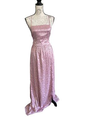 Vine & Love Dress Backless Blush Pink Maxi Length Spaghetti Strap Slit Wrap L